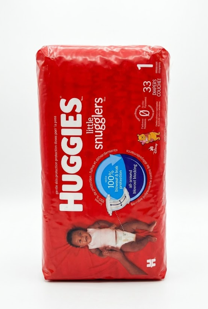 Huggies Little Snugglers Baby Diapers, Size 1.   33 Ct, Newborn Diapers