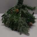 Outdoor Christmas Tree Frosted Urn Filler, Pre-lit Artificial Xmas Tree with LED Lights, 18 Inch Small Christmas Tree with Cones & Red Berries (1ft 6in, Green & Warm Light)