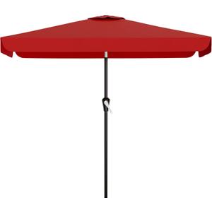 AreShark 6.5 x 10 FT Rectangular Valance Patio Umbrella, Outdoor Umbrella with Tilt and Crank, Market Table Umbrellas W/ 6 Ribs UV Protection for Garden, Deck, Backyard and Pool, Red