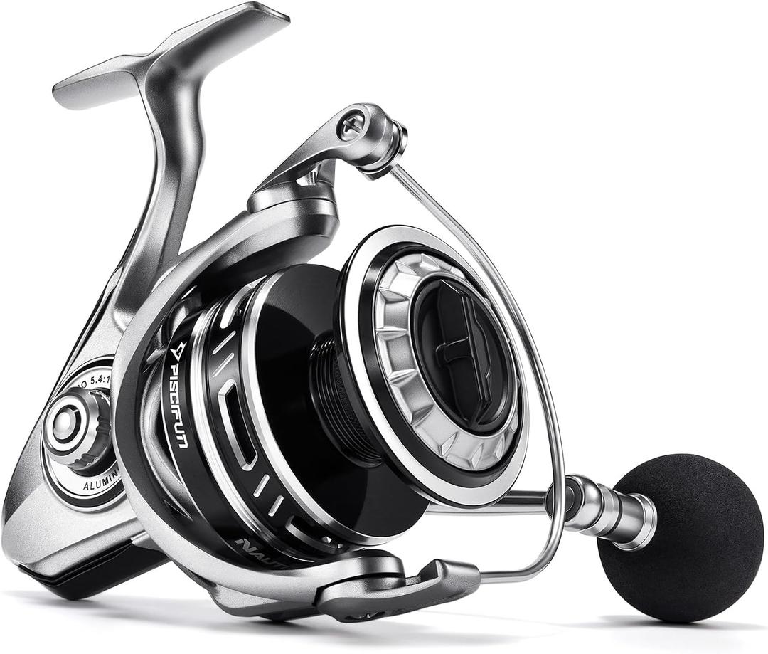 Piscifun NautiX Spinning Reel, Aluminum Spinning Fishing Reel, CNC Aluminum Gear, 33LBs Max Drag, 8+1 Sealed BB, 6.0:1/5.4:1 Gear Ratio, Smooth Powerful Freshwater Saltwater Reel