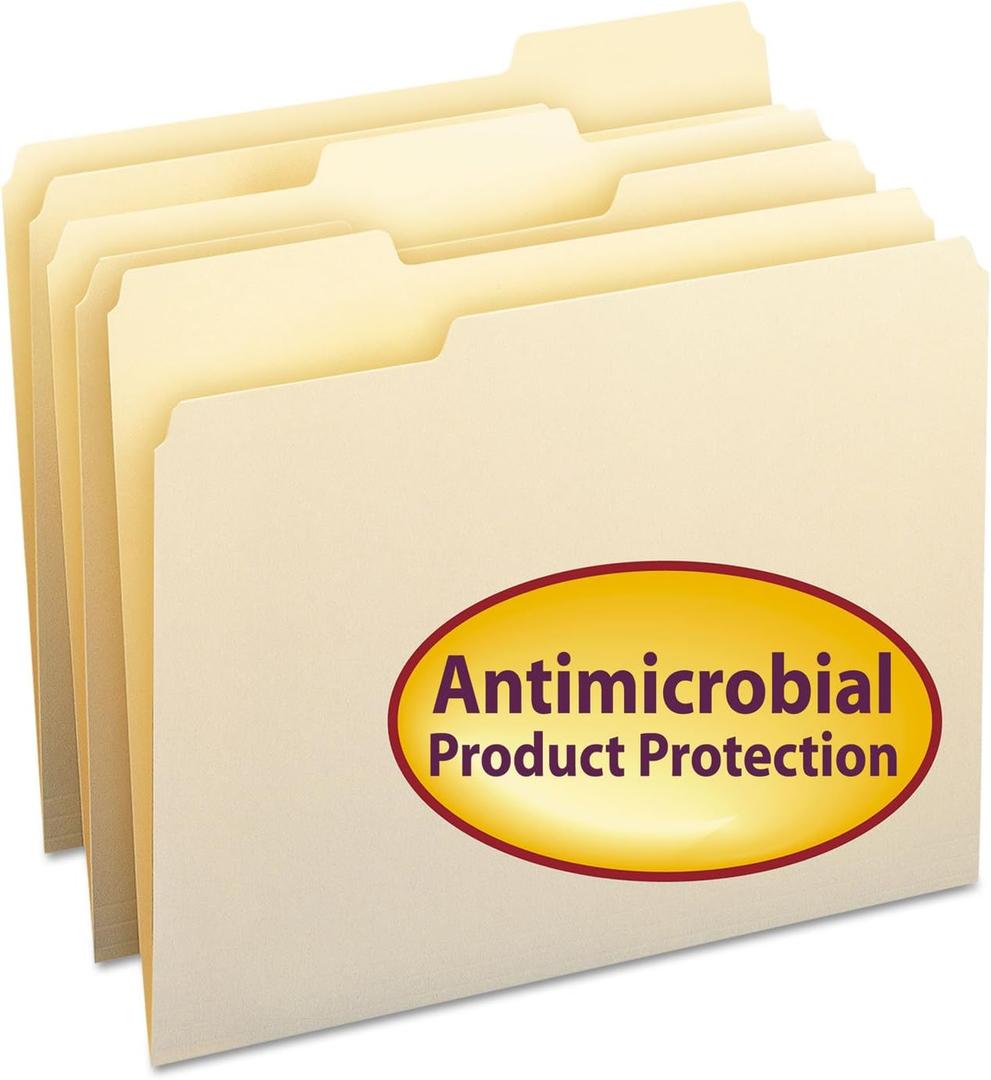 Smead Manila Folders With Product Protection, Letter Size, 1/3 Cut, Box Of 100