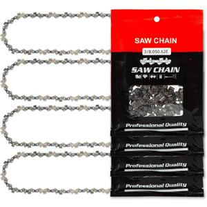 18 Inch Chainsaw Chain, 62 Drive Links, 3/8" LP Pitch .050" Gauge, Fits Echo, Poulan, Craftsman, Homelite and More (4 Pack)