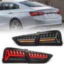 Full LED Tail Lights Assembly for Chevrolet Malibu 2016-2018, Rear Lamps for 9th gen Chevy Malibu L/LS/LT/Hybrid, Plug&Play Taillight Assemblies, Pair, Smoked