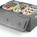 VEVOR Collapsible Insulated Food Warmer, 40 Qt Non-Electrical Thermal Carrier, Lightweight and High-Rigidity EPP Hot Box, for Delivery, Transport, Catering BBQ Event, Keeps Warm/Cold 4 Hours (Gray)