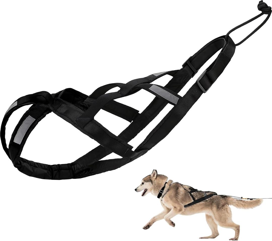 Dog Pulling Harness Reflective X-Back Harness for Sledding Exercise, Canicross Scootering, Bikejoring, Skijoring, Fit for French Bulldog Dogs, Small Husky, Small Shiba Inu (XL)
