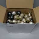 66 Pcs Neutral Blue Christmas Tree Ornaments Shatterproof Christmas Balls 5 Styles Assorted Size Rustic Xmas Tree Balls Decor Hanging Ornaments with Loop for Winter Holiday Farmhouse Decor