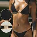 Women's Sexy Bikini Sets for Women Triangle Spaghetti Strap Thong Bathing Suits 2 Piece Textured Swimsuit Swimwear (Blue, M)