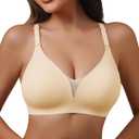 Womens Push Up Bra Plus Size Full Coverage Comfort Bra Back Smoothing Supportive (Beige, S)