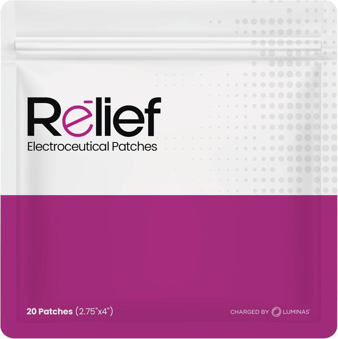 Relief Patch - Water-Resistant Adhesive, Electroceutical Relief - Versatile Daily Comfort, Long Lasting - Neck, Joints, Back, Knee, Shins, Bumps - 20 Pack (Large Tan Patches)