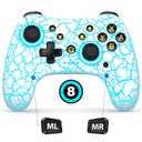 Switch Controller with Hall Joystick for Nintendo Switch/Lite/OLED, Gammeefy Wireless Switch Pro Controller Compatible with PC/Android/iOS, 9 Color Adjustable LED Switch Remote with App & Programmable (White)