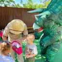 MXoSUM Inflatable Dinosaur Costume Blow up Triceratops Costumes for Adults Fancy Dino Onesies Party Halloween Cosplay Costume (Green, No Size)