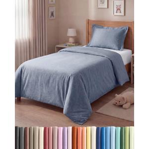 Duvet Cover Twin/Twin XL Size Set - Extra Soft Twin/Twin XL Duvet Cover 68" x 90" with 1 Pillow Sham - Hotel Luxury, Easy Care, Fade Free w/ Zipper Closures & Ties - Cozy & Breathable (Heathered Blue)