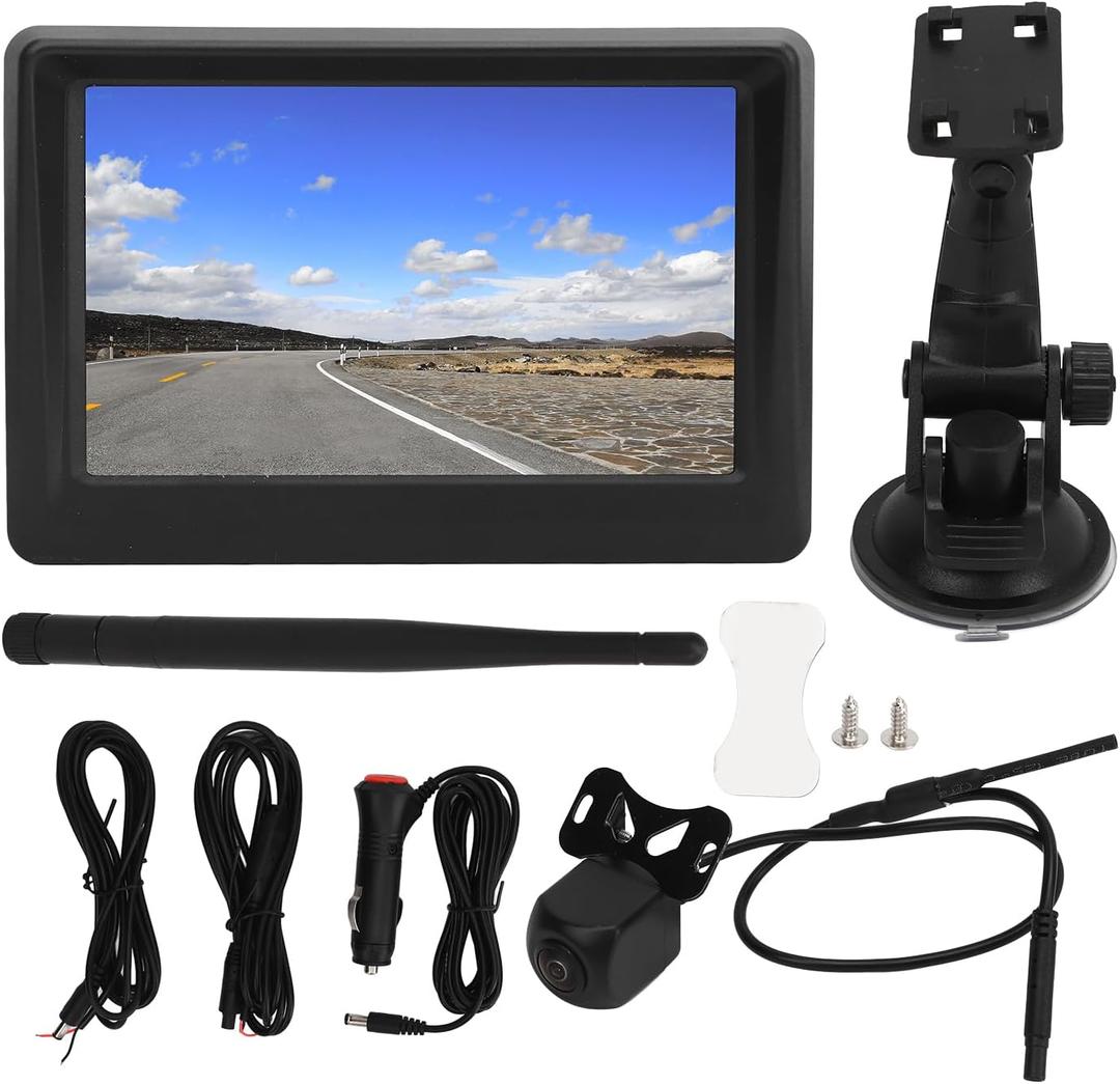 Rear View Camera Kit, Backup Camera Monitor System Compatible with Universal Vehicles, 5in Reverse Camera Display, 150 Wide Angle Parking Camera (Smaller Camera)
