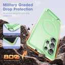 Compatible with Samsung Galaxy S24 Ultra Case [Built-in Invisible Kickstand][Compatible with Mag-Safe] Military Grade Shockproof Translucent Phone Case for S24 Ultra 6.8'',Green