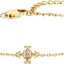 GoldTone Floral Chain Bracelet with Crystal Accent, Monogram Design, Fashion Jewelry for Women