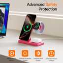 3 in1 Wireless Charger for iphoneAir17 16 15 14 13 12 11 XR 8, Apple Charging Station for AppleWatch 10/9/Ultra/8/7/SE/6/5/4 & AirPods Series, Wireless Charging Station for Multiple Devices Apple (Red)