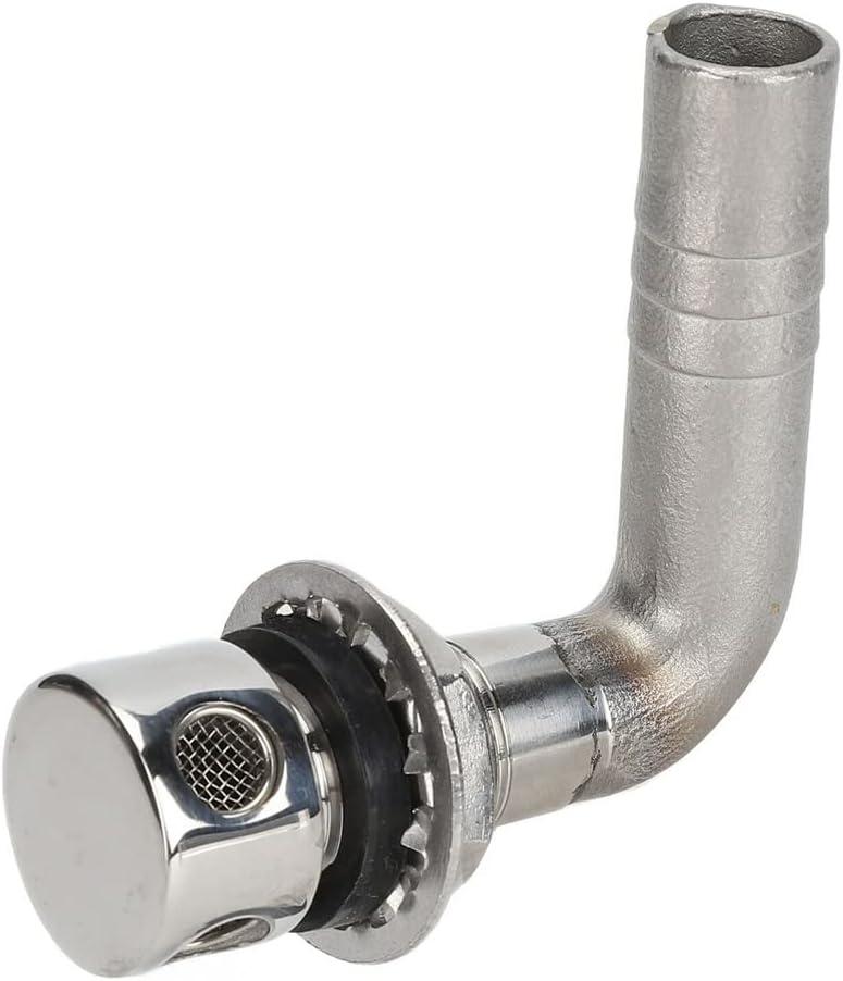 Marine Grade Stainless Steel 316 Fuel Tank Ventilation Port , M16 Vented Exhaust Pipe For 12mm To 15mm Inside Diameter Hose with Gasket Flush Mount (90 Degrees)