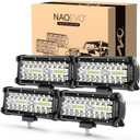 NAOEVO 7 Inch LED Light Bar, 480W 48,000LM LED Offroad Fog/Driving Lights with Spot Flood Combo Beam, Work for Truck Boat ATV UTV, 4 Pcs (White)
