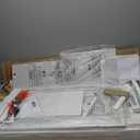 Lufeiya White L Shaped Gaming Desk with Fabric Drawers and Storage Shelves, 47 inch Home Office Desk with Monitor Stand, Computer Desk with LED Lights and Power Outlets, White