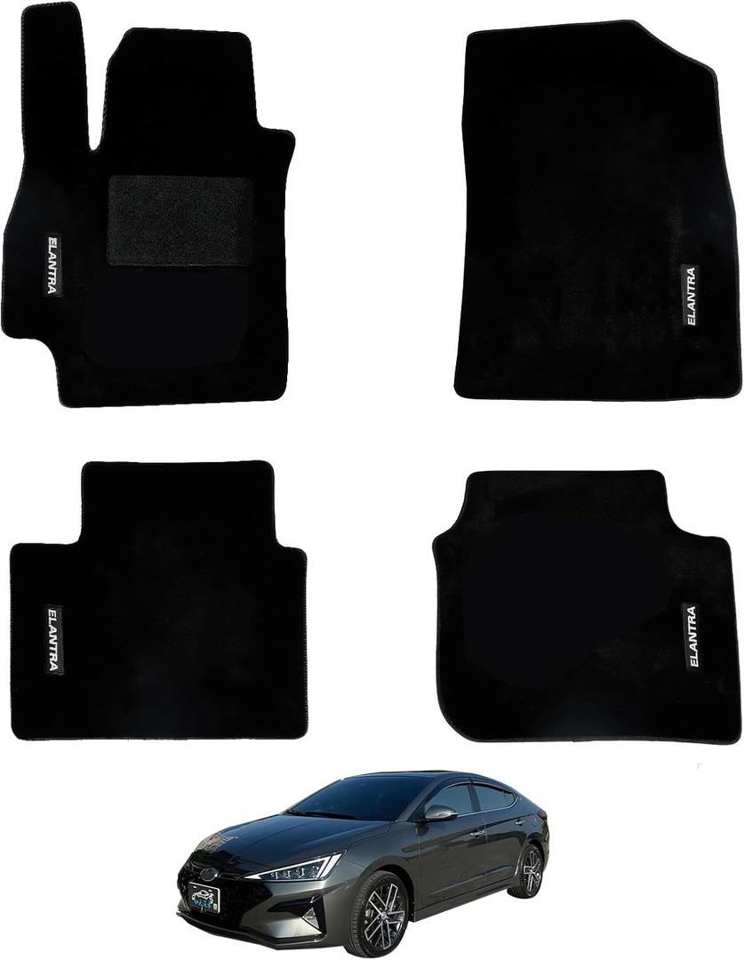 Custom OEM Wool Car Floor Mats with Glowing Logo for HY Elantra 2016-2020 Anti-Slip All-Weather Coverage Custom Fit Full Protection Durable Long-Lasting