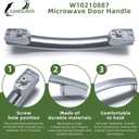 W10210887 Microwave Door Handle Compatible with Whirlpool W10210887 Door Handle Replaces PS2342205 1472205 AP4364907 EAP2342205
