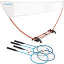 EastPoint Easy Setup Badminton Set - 5 ft Net, 4 Rackets & 2 Shuttlecocks - Quick Setup Portable Badminton Net - Official Racket Set for All Skill Levels