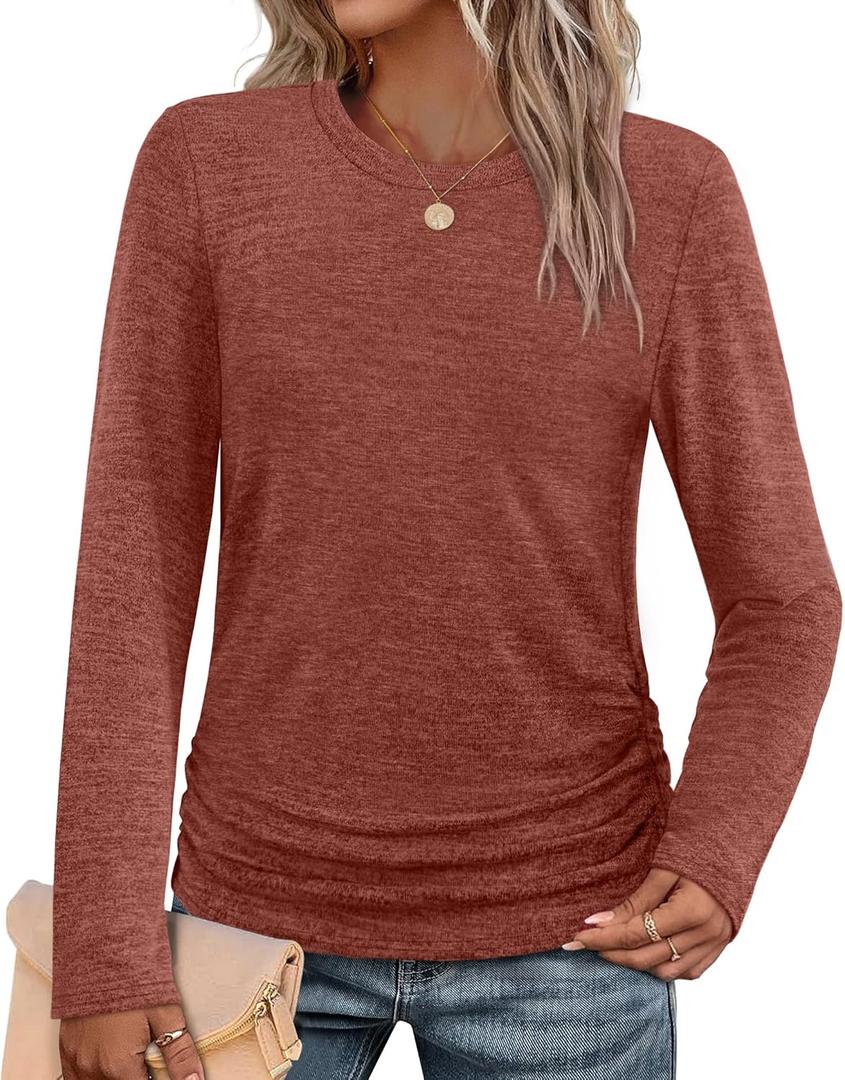 SAMPEEL Womens Sweaters Long Sleeve Shirts Fall Fashion 2025 Trendy Tops Ruched Outfits Winter Clothing (Large) SAMPEEL Womens Sweaters Long Sleeve Shirts Fall Fashion 2025 Trendy Tops Ruched Outfits Winter Clothing (Large)