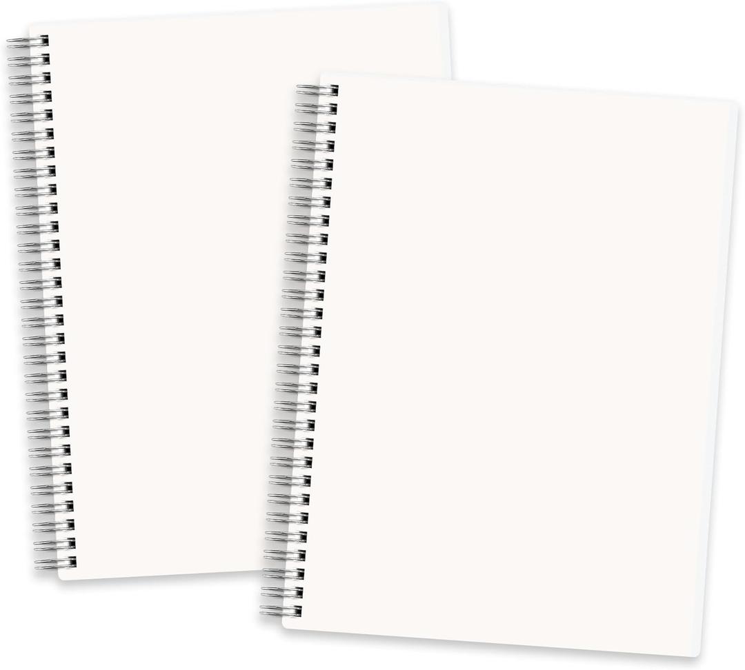 Blank Journal Notebook, 2-Pack, 160 Pages per Pack, B5 Medium Size (7.6'' × 10''), 100 GSM Thick Paper, Spiral-bound, Flexible Plastic Cover, for Sketching, Drawing, Painting