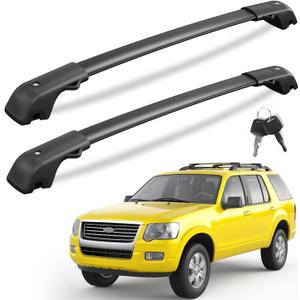 KINGGERI 300LBS Lockable Roof Rack Cross Bars Compatible with Ford Explorer 2011-2015 with Raised Side RailsAluminum Roof Rails Crossbars Rooftop Cargo Basket Carrier Bag Luggage Rails