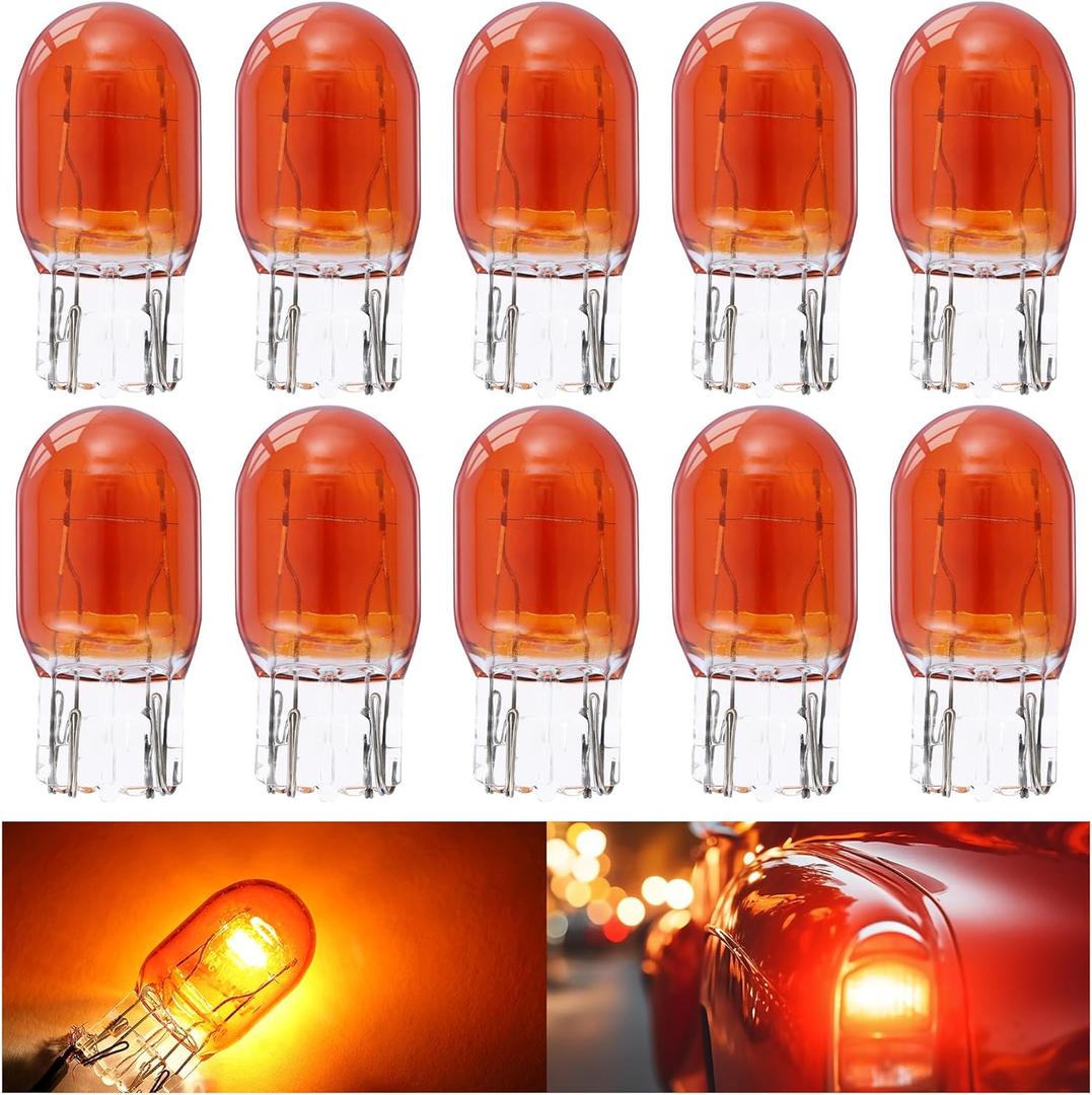 Meonum 10 Pcs 7443 Brake Light Bulb 7444NA LED Bulb 7443 7444 LED Bulbs Amber T20 W21/5W 12V Automotive Brake Tail Turn Signal Light Bulbs Replacement