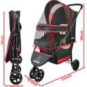 ROODO Escort 3 Wheel Dog Cat Pet Stroller for Small/Medium Dogs Cats Best Lightweight Foldable Portable Compact Jogger Travel All Terrain Pet Gear System Puppy Doggie Bunny Kitty Stroller(Black)