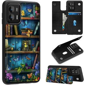 for Motorola Moto G Stylus 5G (2024) 6.7" Wallet Case with Credit Card Holder, Shockproof Protective Kickstand Credit Card Slot Holder Flip Soft PU Leather Cover, Book Butterfly