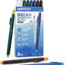 WRITECH Retractable Gel Ink Pens: 8ct Black Ink 0.5mm Fine Point Tip Click Pen for Smooth Writing Journaling Note Taking Sketching No Smudge & Smear