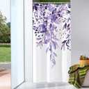 Gibelle Small Stall Shower Curtain 36 x 72, Narrow Purple Floral Shower Curtain for Bathroom, Watercolor Plant Eucalyptus Leaves Fabric Shower Curtain Set with Hooks