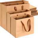 PerKoop 40 Pack Kraft Christmas Gift Bags Handled Paper 4 Sizes Goodie with Handles Gift Wrap Dessert Shopping Bags for Business Party Favors(Horizontal,Brown)