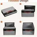 Medium Storage Baskets with Clear Window, See Through Closet Organizer with PU Handles, Linen Foldable Storage Bins for Organizing Clothes, Toys, Books (Black) (Medium-16"x11"x7")