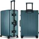 ROAMING Zipperless Luggage 28 Inch with Aluminum Frame, Checked-Large Lightweight 3-Layer PC Hard Shell Suitcase with Spinner Wheels, Metal Travel Luggage with Three TSA Locks, Dark Night Green