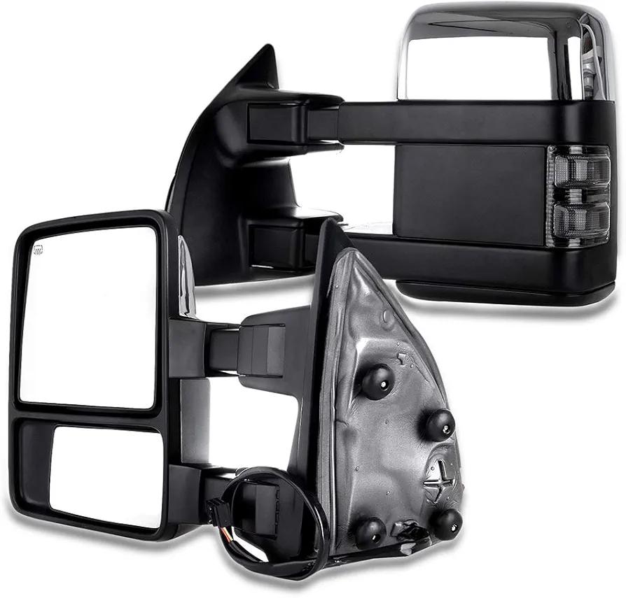 A-Premium Pair (2) Front Power Door Mirror Compatible with Ford F250 F350 F450 F550 Super Duty 2008-2016 - Heated Manual Folding Black Outside Rear View Mirror