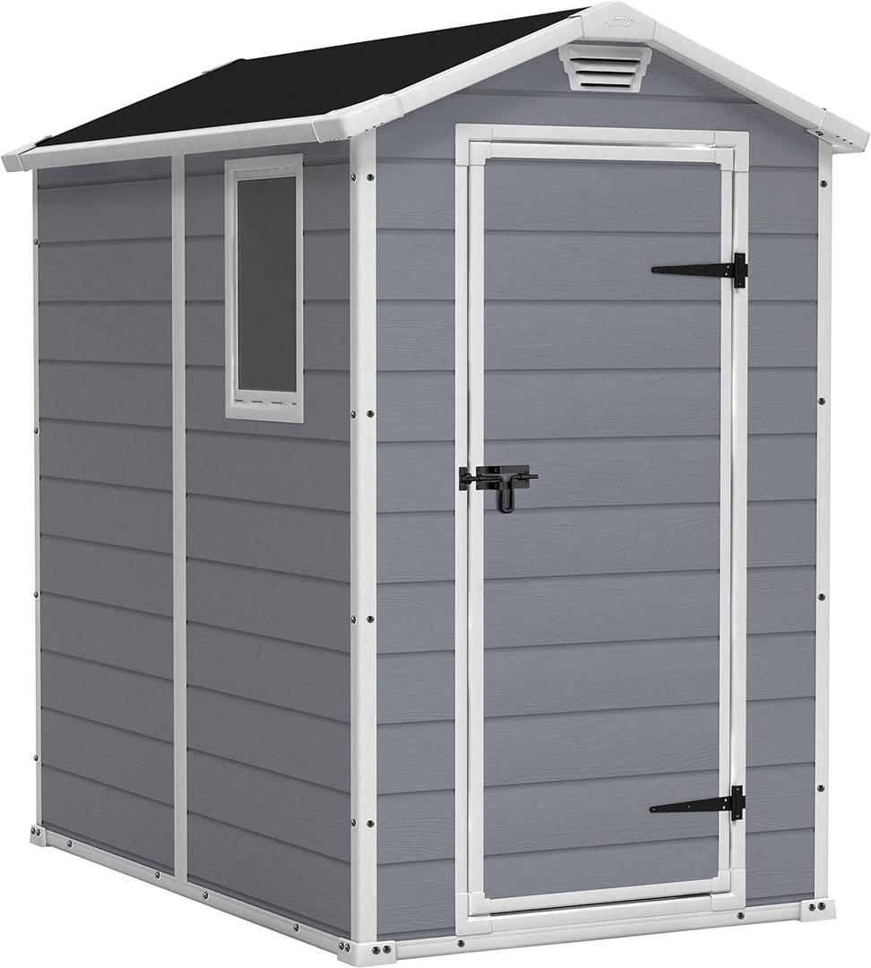 Keter Manor Outdoor Plastic Garden Storage Shed, Grey, 6 x 4 ft (3,8m)