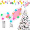 Easter Tree Topper with Bunny Ears - 14'' Lighted Rabbit Ears Tree Top Decorations, Spring Tree Topper with Metal Base Decor, Easter Christmas Tree Ornaments for Holiday Home Decoration Party Supplies