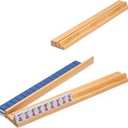 Yellow Mountain Imports American Mahjong Set, Harbor Tide with Beige and Blue Canvas Tote Bag - 4 All-in-One Racks with Pushers, Wright Patterson Scoring Coins, Dice, & Wind Indicator