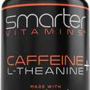 SmarterVitamins 200mg Caffeine Pills - MCT Oil from 100% Coconuts + 100mg L-Theanine, Energy and Focus, Extended Release Capsule, 50 Liquid Softgels