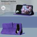 for Pixel 9 Pro XL Case Wallet, Card Holder Slots Wrist Strap, Stand Leather Phone Protective Flip Cases Cover (Purple)