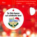 3 x Hanukkah Christmas Ornaments Gifts for Women, Jewish Chanukah Ceramic Ornament for Christmas Tree (Dark Blue)