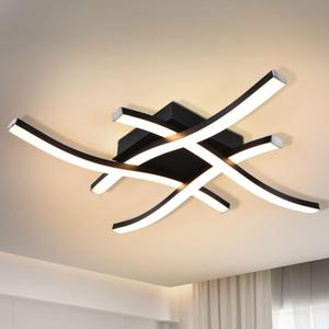 EDISLIVE Modern Dimmable LED Ceiling Light Curved 4-Light 18 in Minimalist Flush Mount Ceiling Light Fixture Lamp for Bedroom Foyer Kitchen 3000K 24W Black, 3000K-Warm