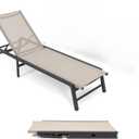 One Chaise Lounge Outdoor, Aluminum Outdoor Chaise Lounge Assemble-Free, Patio Lounger Poolside Lay Flat Sunbathing Adjustable Backrest Pool One Lounge Chair