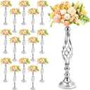 Rtteri 20 Pcs Metal Flower Arrangement Stand Wedding Flower Centerpieces Stand Elegant Metal Flower Vase Candelabra Candle Holder for Wedding Reception Table Decor Party Hotel Home Decor (Silver)