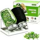 Premium Sprouting Jar Kit 2Pcs Large Wide Mouth Mason Jars With Screen Sprout Lid,Sprouting Jar Stand,Tray,Blackout Sleeves,-Seed Sprouting Kit For Growing Mung beans,Broccoli