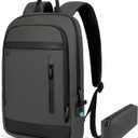 Business Backpack for Men Lightweight Commute Laptop Backpack Anti-Theft Water Resistant Backpack for 15.6 Inch Computer for Daily Office Work with Small Bag (Grey)