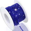 Dowarm 10 Yards 2MM Crystal Rhinestone Close Chain Trim for Sewing Crocs Shoes Clothes Cups, SS6 Claw Rhinestone Chain for Craft Jewelry Wedding Bouquet DIY Decoration, Dark Blue/Sapphire